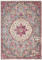 8' Pink And Gray Round Power Loom Area Rug