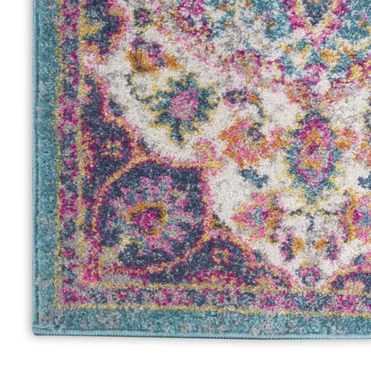 7' X 10' Ivory And Blue Medallion Area Rug