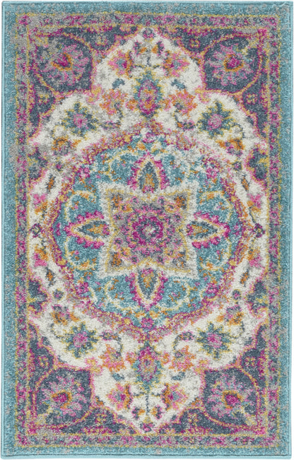 7' X 10' Pink And Green Dhurrie Area Rug