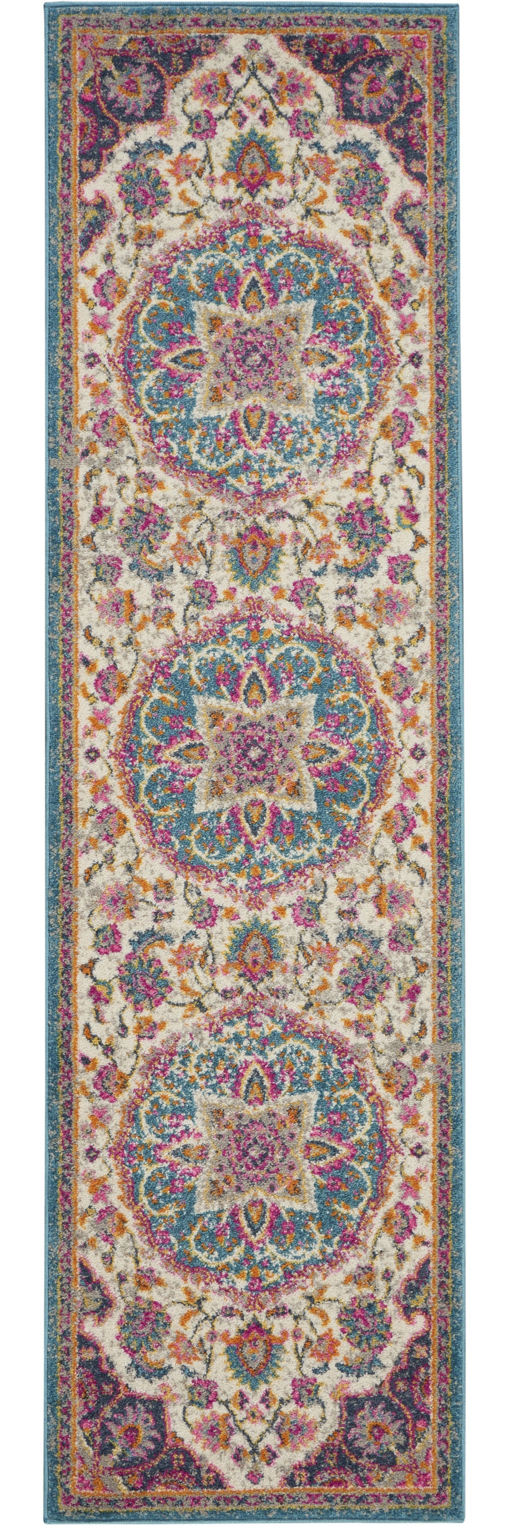 7' X 10' Pink And Green Dhurrie Area Rug