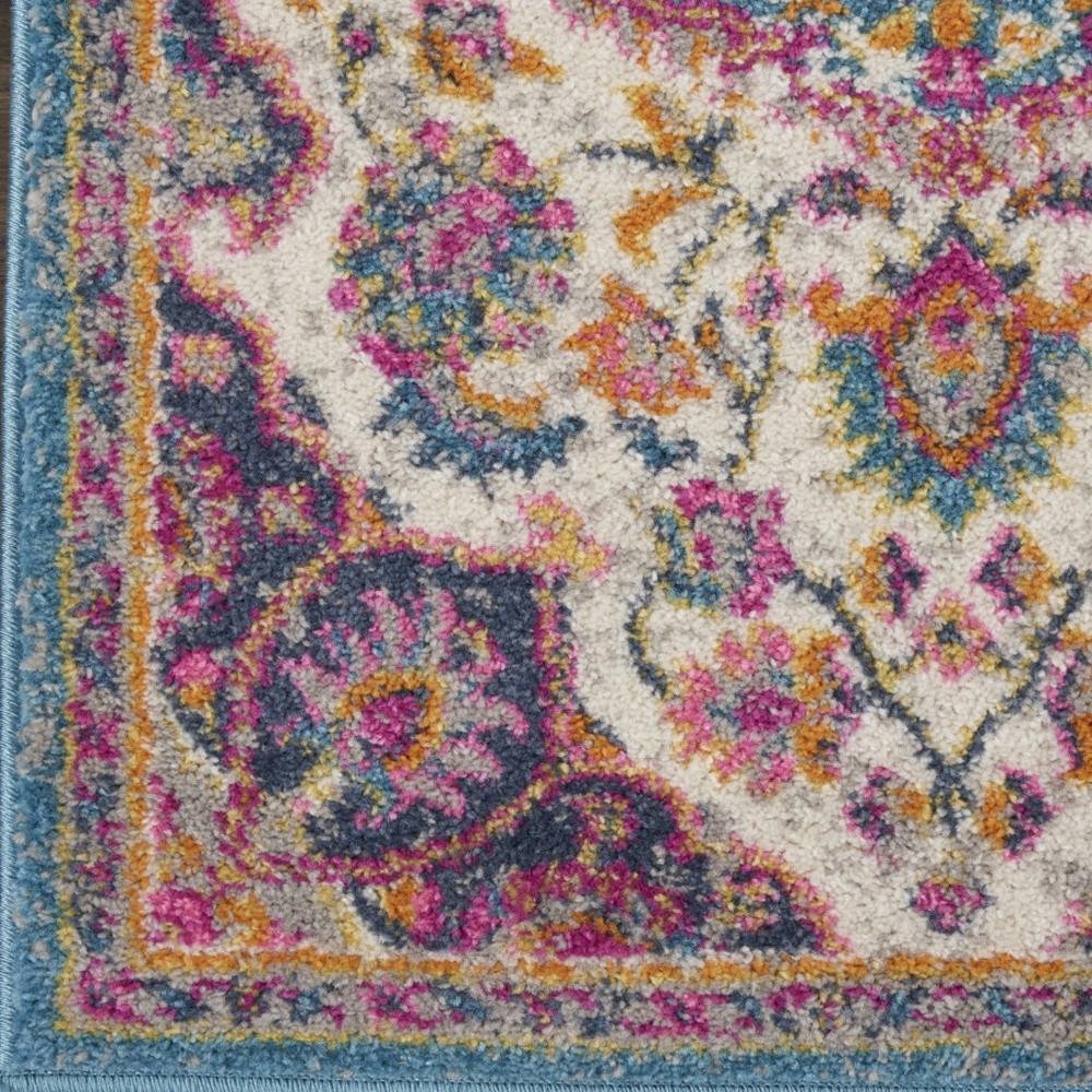 7' X 10' Ivory And Blue Medallion Area Rug