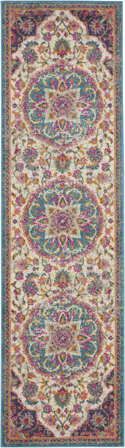 7' X 10' Pink And Green Dhurrie Area Rug