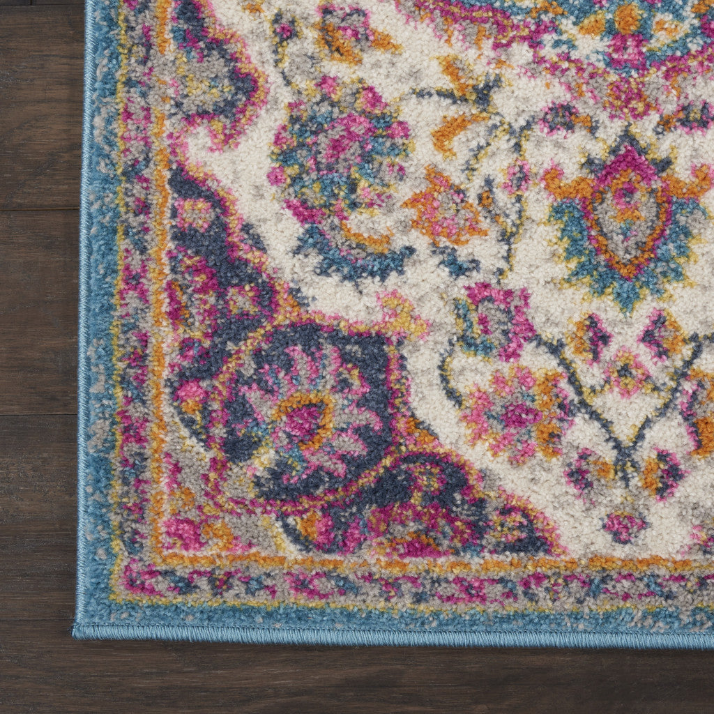 7' X 10' Pink And Green Dhurrie Area Rug