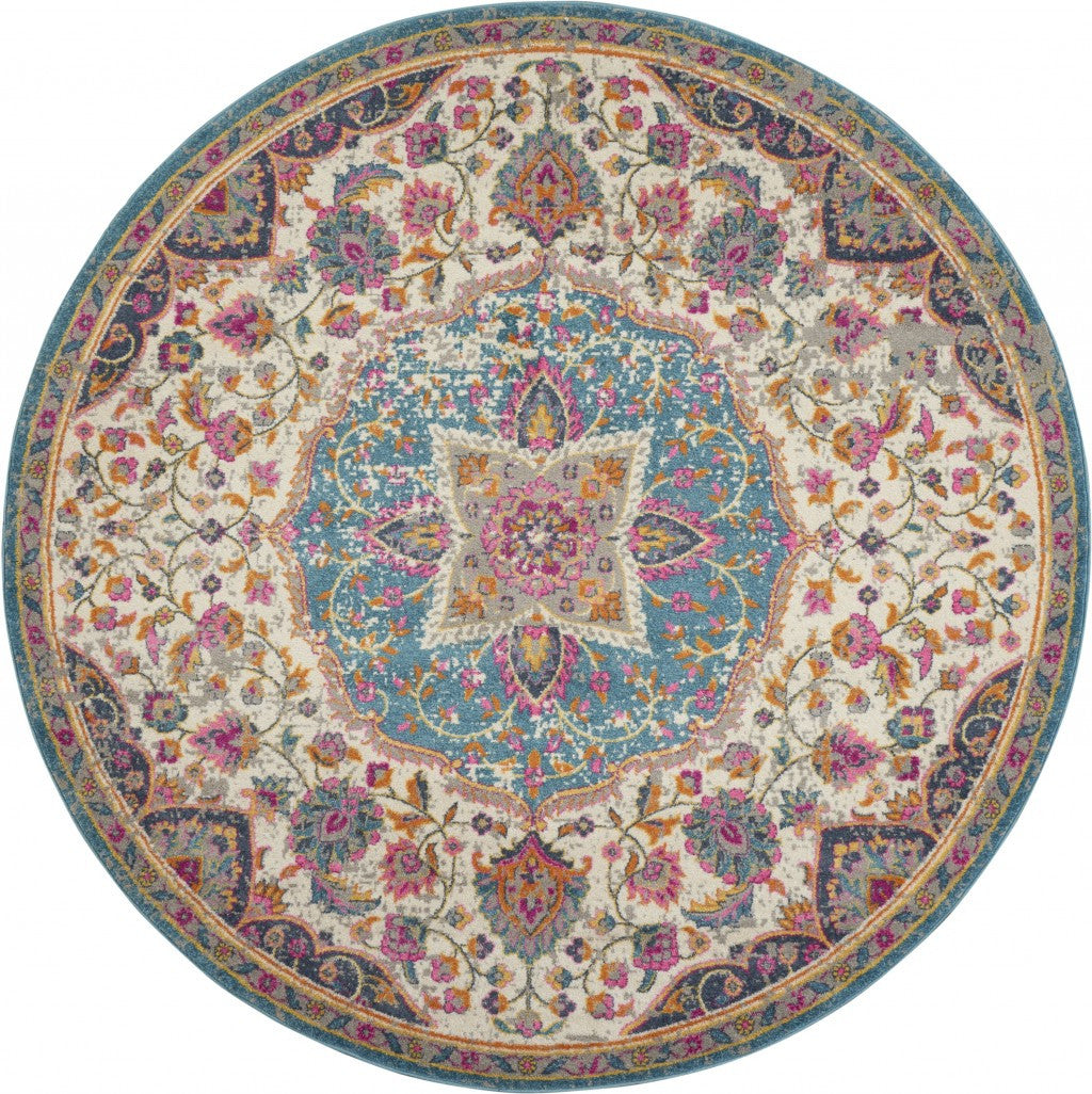 7' X 10' Pink And Green Dhurrie Area Rug