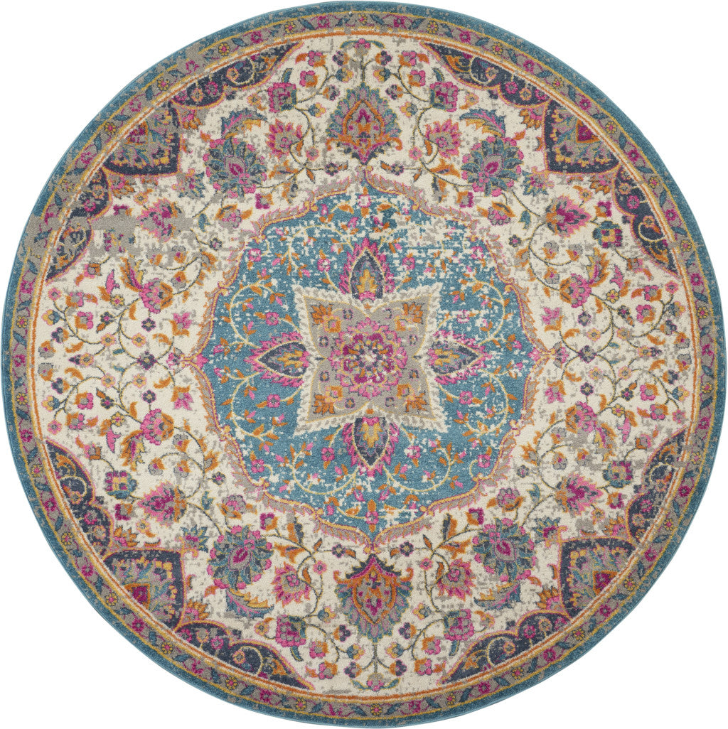 7' X 10' Pink And Green Dhurrie Area Rug