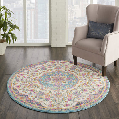 7' X 10' Pink And Green Dhurrie Area Rug