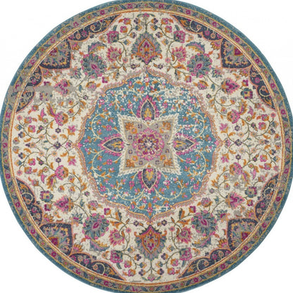 7' X 10' Pink And Green Dhurrie Area Rug