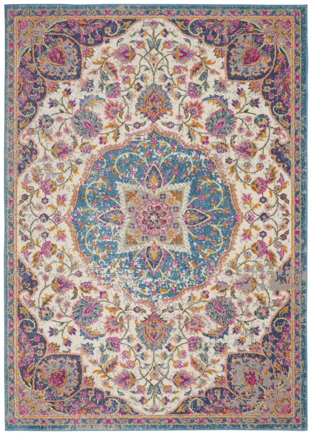 7' X 10' Pink And Green Dhurrie Area Rug