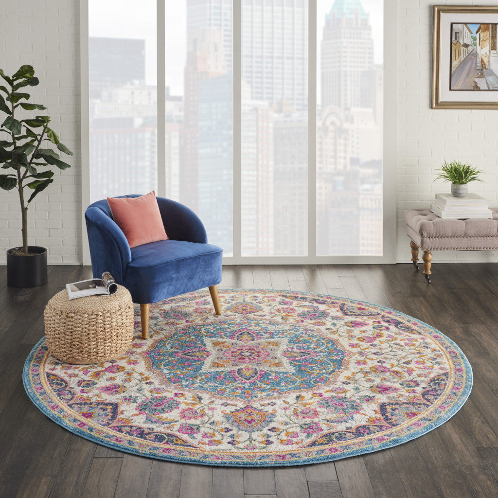 7' X 10' Pink And Green Dhurrie Area Rug