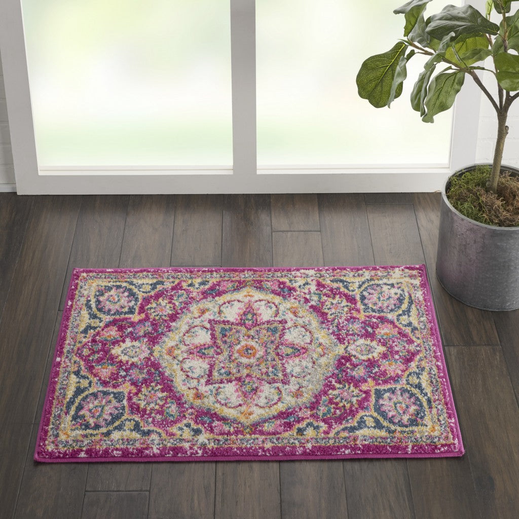 8' Pink Dhurrie Runner Rug