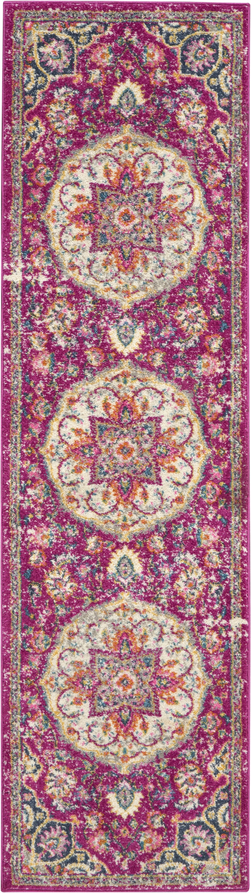 8' Pink Dhurrie Runner Rug