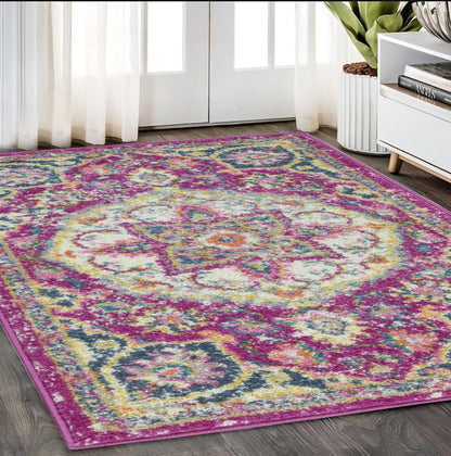 8' Pink Dhurrie Runner Rug