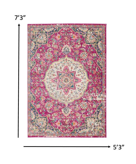 8' Pink Dhurrie Runner Rug