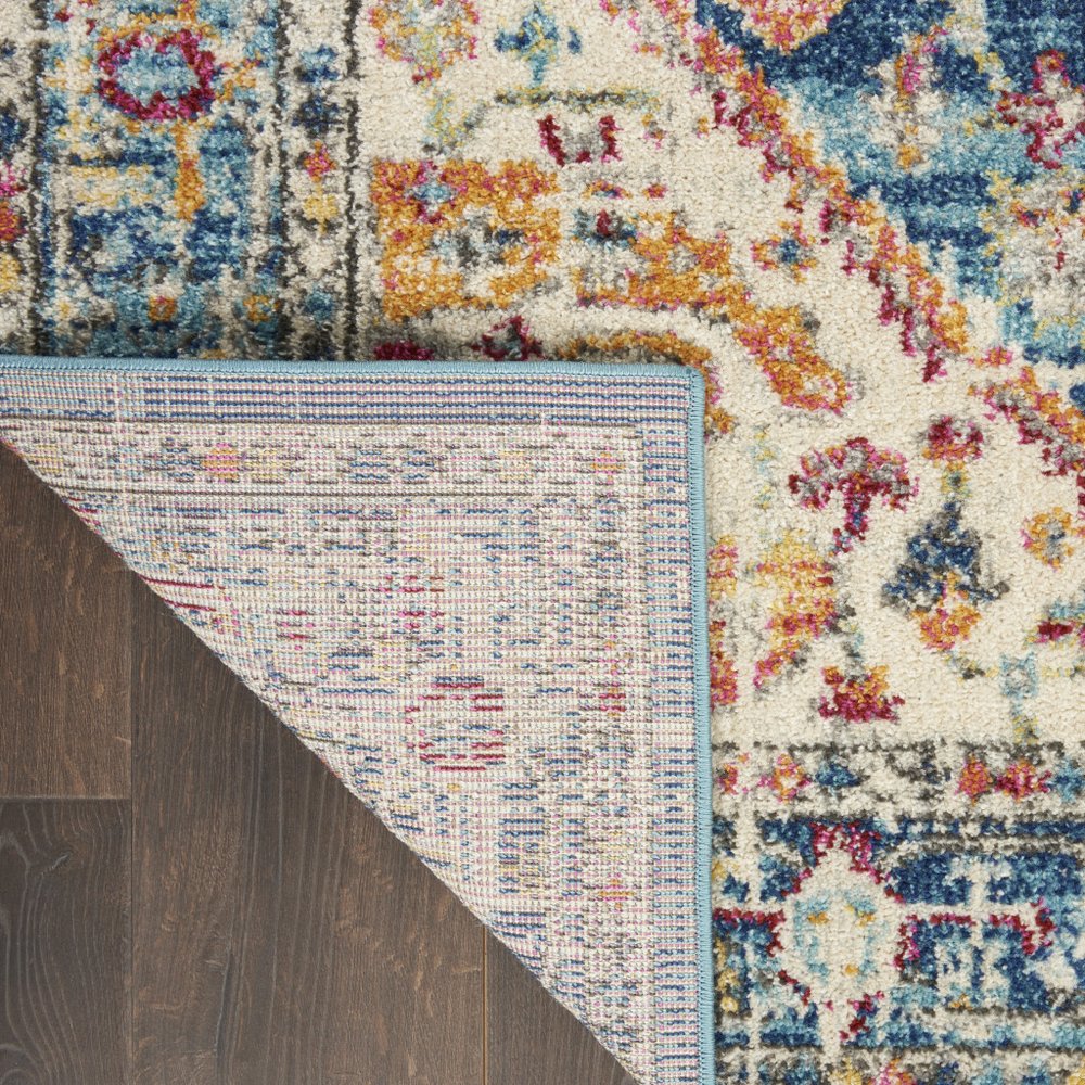 4' X 6' Ivory And Blue Oriental Distressed Area Rug