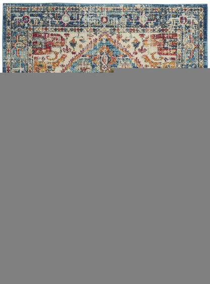 4' X 6' Ivory And Blue Oriental Distressed Area Rug