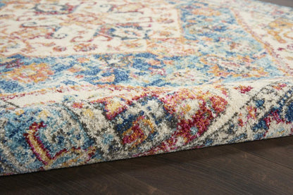 4' X 6' Ivory And Blue Oriental Distressed Area Rug