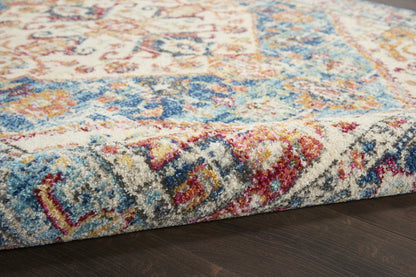 4' X 6' Ivory And Blue Oriental Distressed Area Rug
