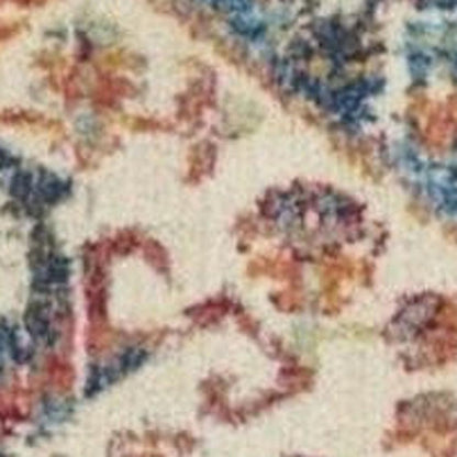 4' X 6' Ivory And Blue Oriental Distressed Area Rug