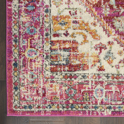 5' X 7' Pink And Ivory Power Loom Area Rug