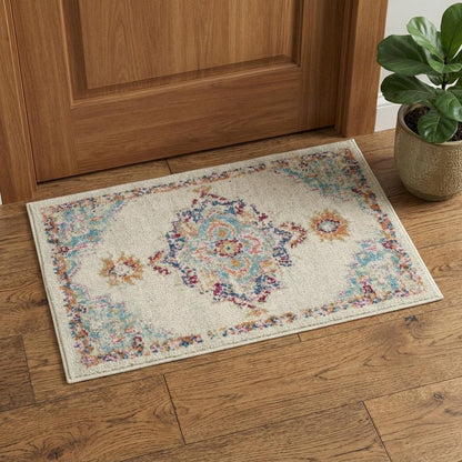 2' X 3' Gray And Ivory Medallion Distressed Area Rug