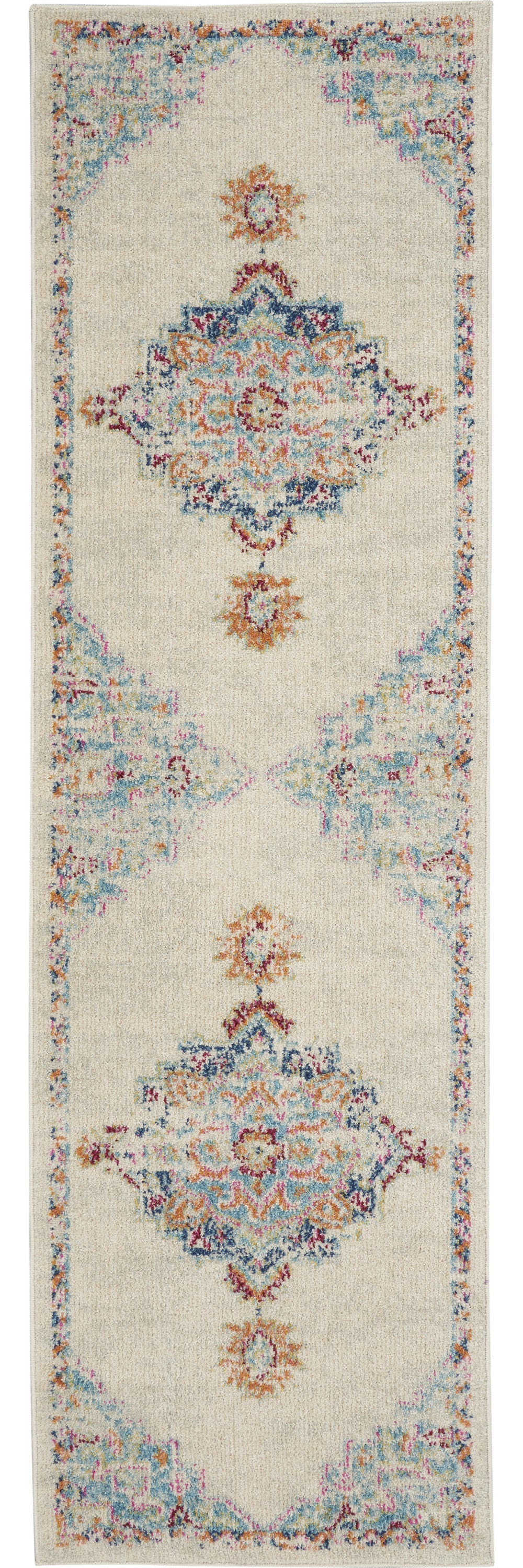 2' X 3' Gray And Ivory Medallion Distressed Area Rug