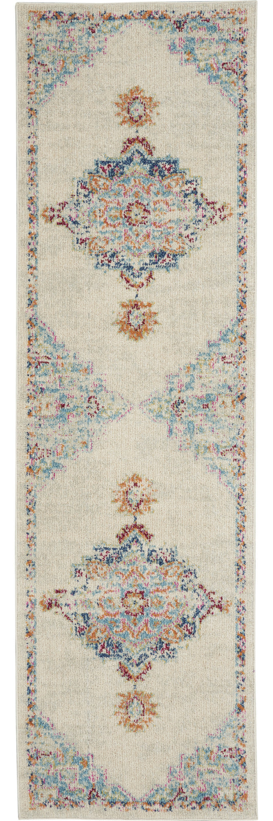 2' X 3' Gray And Ivory Medallion Distressed Area Rug