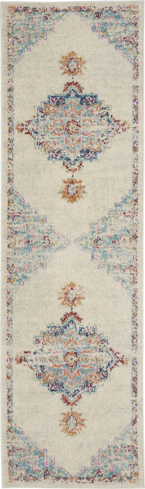 2' X 3' Gray And Ivory Medallion Distressed Area Rug