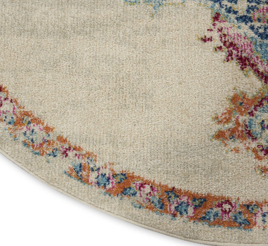 2' X 3' Gray And Ivory Medallion Distressed Area Rug