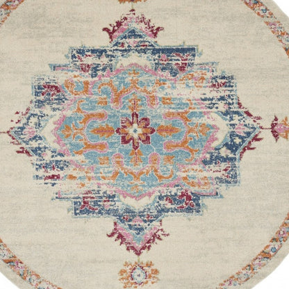 2' X 3' Gray And Ivory Medallion Distressed Area Rug