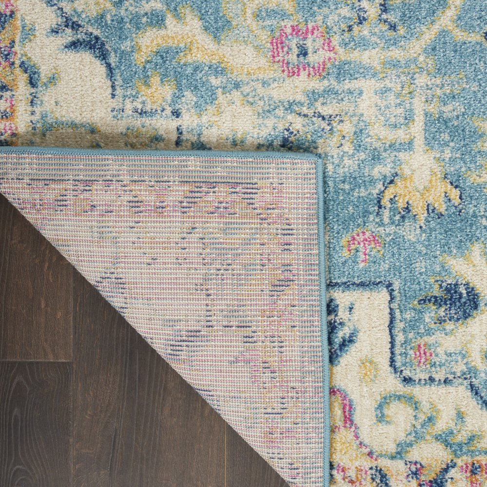 8' X 10' Ivory And Blue Oriental Distressed Area Rug