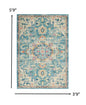 5' X 7' Blue And Ivory Dhurrie Area Rug