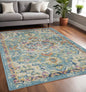 5' X 7' Blue And Ivory Dhurrie Area Rug