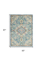4' X 6' Ivory And Blue Oriental Distressed Area Rug