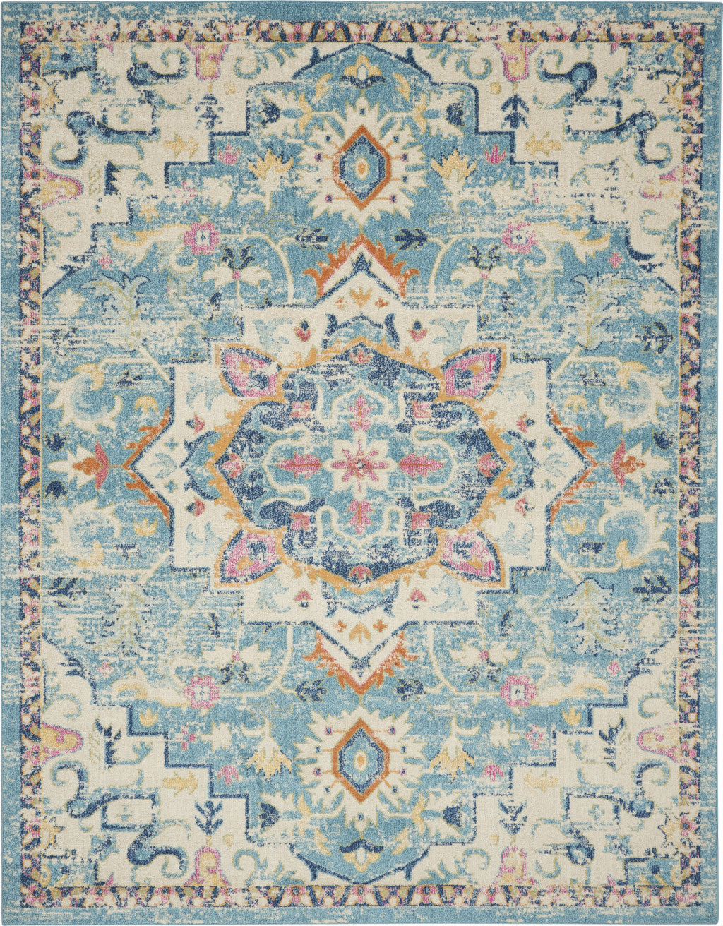 5' X 7' Blue And Ivory Dhurrie Area Rug