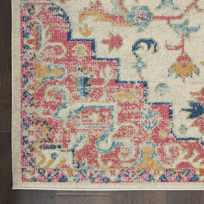 4' X 6' Pink And Ivory Southwestern Distressed Area Rug