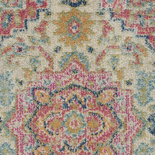 2' X 3' Pink And Ivory Southwestern Distressed Area Rug