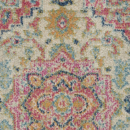 4' X 6' Pink And Ivory Southwestern Distressed Area Rug