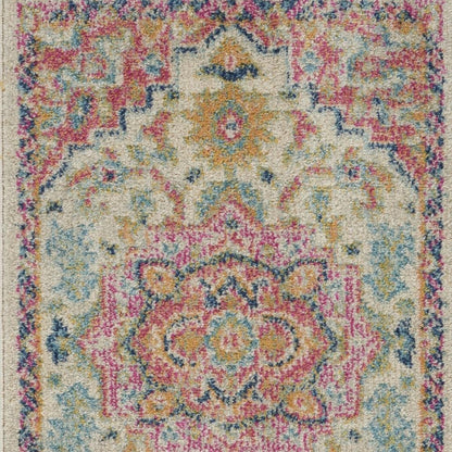 4' X 6' Pink And Ivory Southwestern Distressed Area Rug