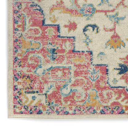 4' X 6' Pink And Ivory Southwestern Distressed Area Rug
