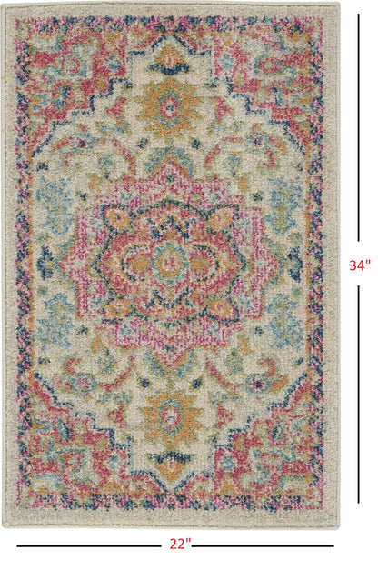 5' X 7' Pink And Ivory Southwestern Dhurrie Area Rug