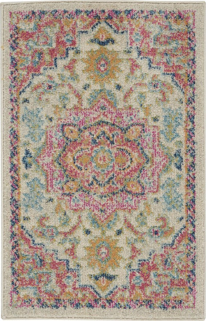 4' X 6' Pink And Ivory Southwestern Distressed Area Rug