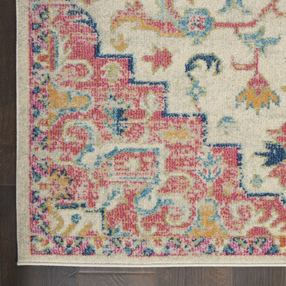 5' X 7' Pink And Ivory Southwestern Dhurrie Area Rug