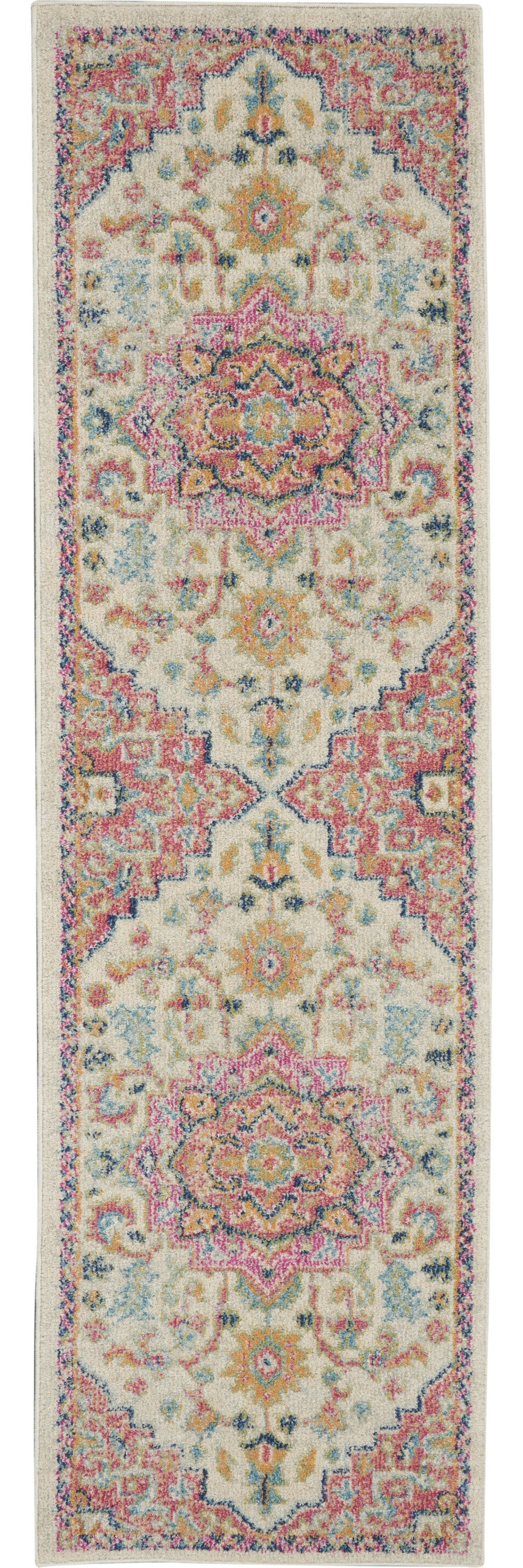 5' X 7' Pink And Ivory Southwestern Dhurrie Area Rug