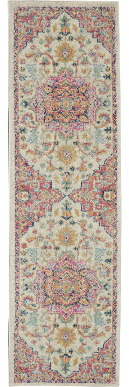 5' X 7' Pink And Ivory Southwestern Dhurrie Area Rug