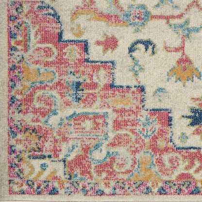 4' X 6' Pink And Ivory Southwestern Distressed Area Rug