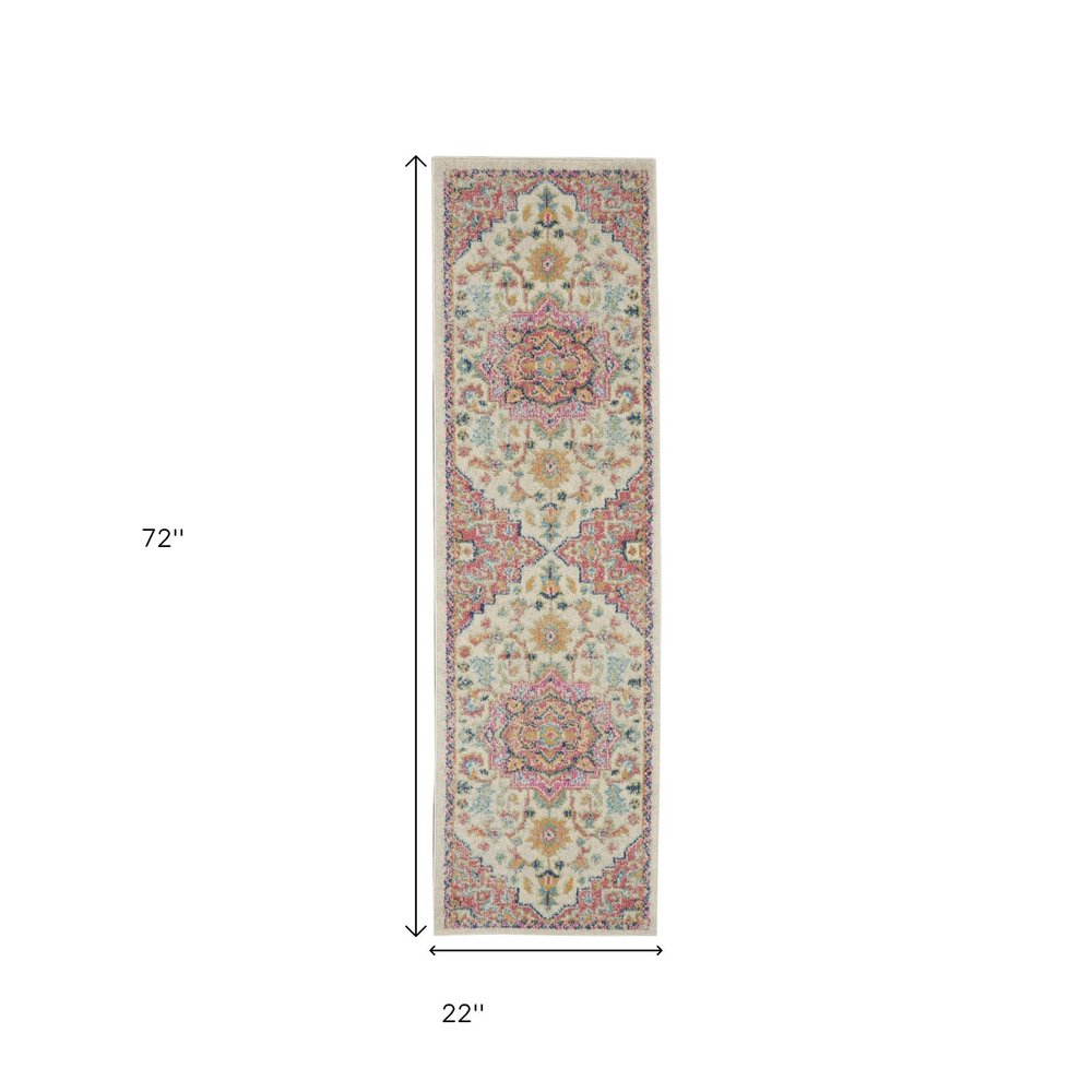 4' X 6' Pink And Ivory Southwestern Distressed Area Rug