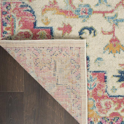 8' Pink And Ivory Southwestern Distressed Runner Rug