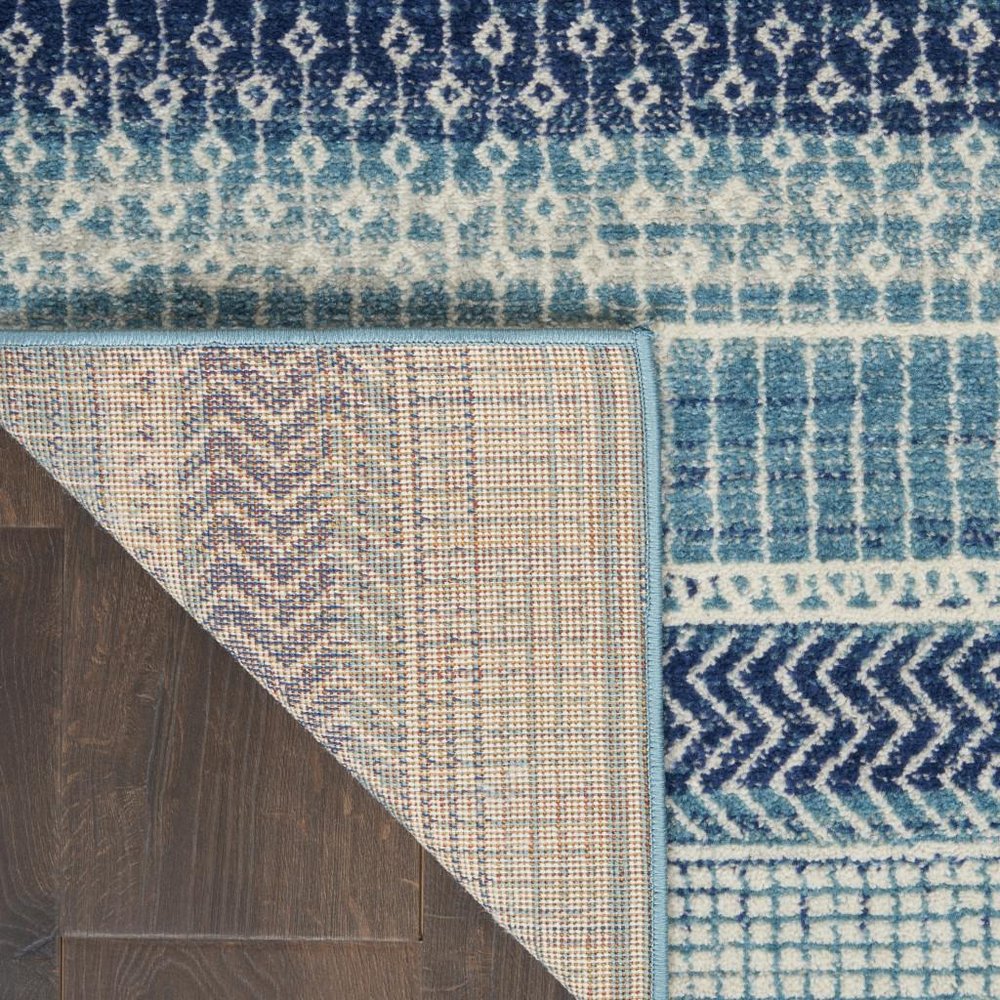 8' X 10' Navy Blue And Ivory Southwestern Area Rug