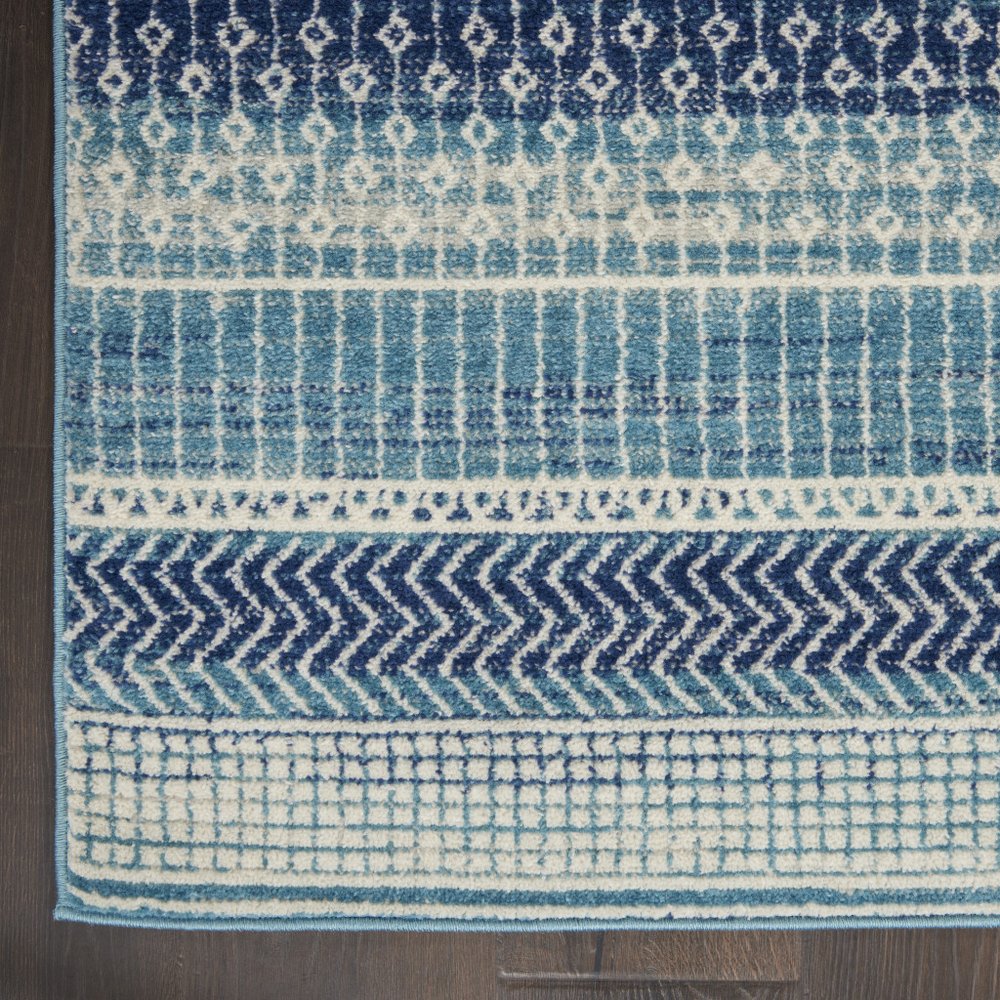 2' X 3' Blue And Ivory Striped Area Rug