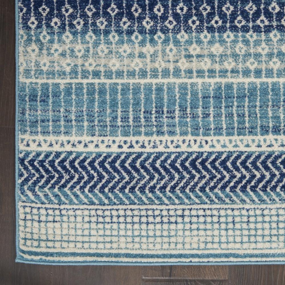 8' X 10' Navy Blue And Ivory Southwestern Area Rug